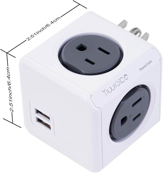 Surge Protector Power Board, 4 - Outlet Extender Multi - Plug Socket with 2 USB Charging Ports, 175 Joules Protection, Suitable for Homes, Offices, ETL - Certified (Grey)