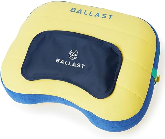 Ballast Cool Combo Beach Pillow - One Inflatable Pillow + One Cooling Pack Bundled Together, The Best Way to Chill at The Beach, Pool, Or Camping (Sunshine Yellow)