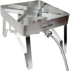 Stainless Steel High Pressure 1-Burner Outdoor Propane Gas Cooker with 0-20 PSI Adjustable Regulator and Steel Braided Hose (Stainless Steel-SA1300)