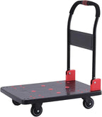 Heavy Duty Folding Hand Truck Cart with 360° Swivel Wheels Portable Luggage & Warehouse Moving Cart Large Capacity Ideal for Home & Travel (Black)