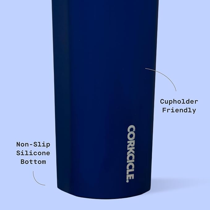 Corkcicle Classic Canteen Insulated Water Bottle - Stainless Steel Reusable Tumbler - Triple Insulated - Keeps Drinks Cold 25 Hours or Hot 12 Hours - Cupholder Friendly - Midnight Navy - 16 oz