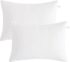 BEDSUM 2 Pack Microfiber Pillows, 13"x18" for Travel, Pets - Soft, Machine Washable Small Pillow for Neck, Wrist, and Knee Comfort, White