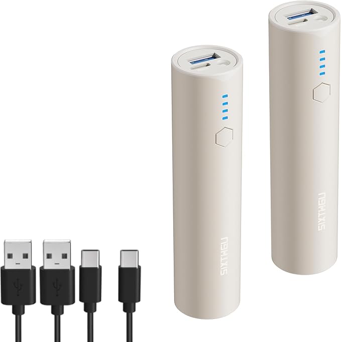 Portable Charger, S03 2-Pack 5000mAh Power Bank Fast Charging, with Flashlight Compatible with iPhone16/15/14/13/12/11 Series and Android Phone, Beige