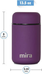 MIRA Insulated Food Jar Thermo for Hot Food & Soup, Compact Stainless Steel Vacuum Lunch Container for Meals To Go - 13.5 oz, Purple