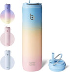 BOTTLE BOTTLE Insulated Water Bottle 24oz with Straw Lid and Handle for Sports Travel Gym Stainless Steel Water Bottles Double-Wall Vacuum Metal Leak Proof BPA-Free