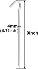 9 Inch Tent Stake Yard Inflatable Stakes Metal Tent Pegs Heavy Duty Ground Stake Fence Hooks Camping Spikes for Canopies, Tarp and Outdoor Christmas Decorations (30)
