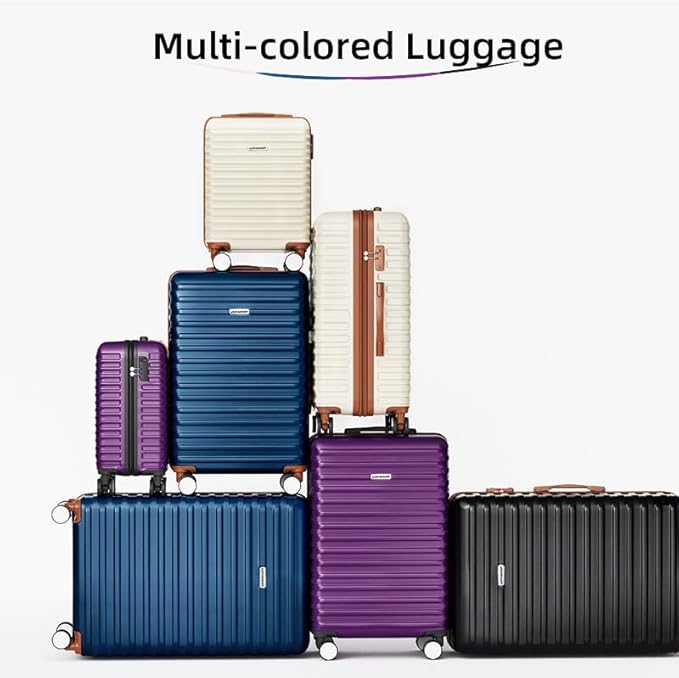 LARVENDER Luggage 6 Piece Expandable Luggage ABS Hardshell Carry on Suitcase with Spinner Wheels TSA Lock, Large Checked Travel Suitcase for Women and Men, Purple(16/20/24/28/DB/TB)