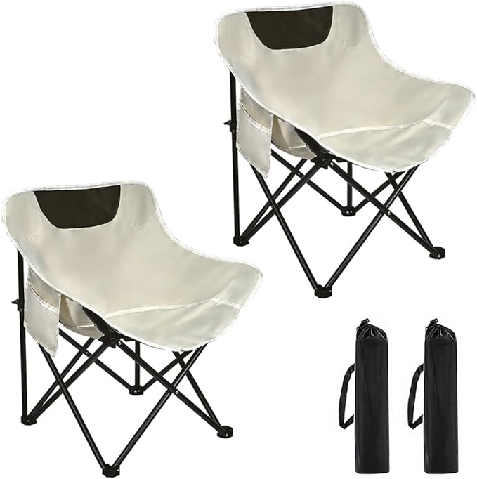 2 Pack Camping Chairs - Lightweight and Portable Chairs for Teens and Lightweight Individuals - Compact, Durable, and Portable - Ideal for Camping, Hiking, Beach, and Picnics - Carry Bag