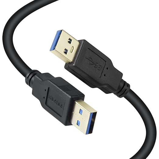 XBOHJOE USB3.0 Male to Male Cable 25FT USB Type A Male to A Male Cord 5 Gbps Double USB a to USB a Cable Compatible with Hard Drive Cooling Fan/pad DVD Player and More (Black, 25FT)
