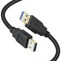 XBOHJOE USB3.0 Male to Male Cable 10ft Type A Male to A Male Cord 5 Gbps Double USB a to USB a Cable Compatible with Hard Drive Cooling Fan/pad DVD Player and More (Black, 10FT)