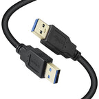 XBOHJOE USB3.0 Male to Male Cable 10ft Type A Male to A Male Cord 5 Gbps Double USB a to USB a Cable Compatible with Hard Drive Cooling Fan/pad DVD Player and More (Black, 10FT)