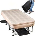 Twin Air Mattress with Frame, Self Inflating/Deflating Bed for Adults - PeakRest Blow Up Bed, Camping Cot with Mattress for Adults - Portable Twin with Travel Rolling Case on Wheels