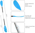 Kayak Paddle - Adjustable 2 Pieces Aluminum Alloy Shaft with Glass Fiber Blade for Surfing,Oar Fishing Easy Packable Travel