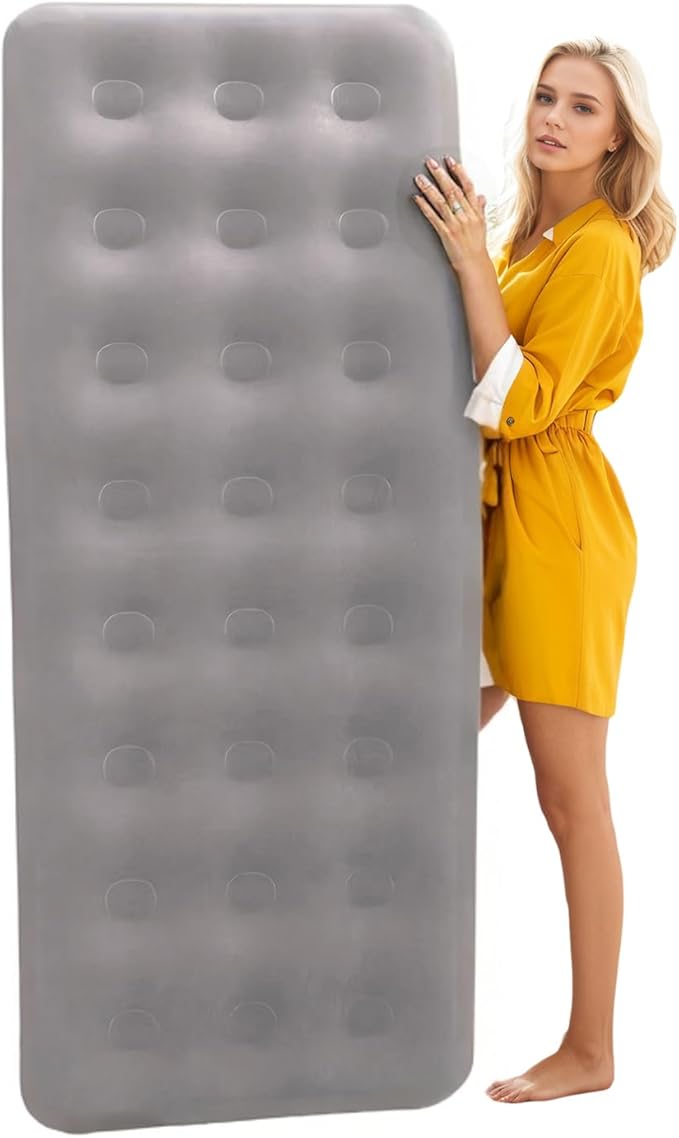 Foldable Inflatable air Mattress, Suitable for Indoor and Outdoor air Mattress, Thickened Waterproof, can be Used for Camping Tents (excluding Inflation Tools (Gray, Single)