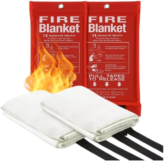 Emergency FIRE Blanket of Fiberglass – 2 Pack - 40x40 2-FIRE Suppression Safety for Home,Kitchen,Camping CAR,RV – BE Prepared & Stay Safe Today
