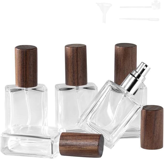 Perfume Atomizer, Glass Perfume Container,Travel Bottle Refillable, Empty Portable Leakproof Frangrance Spray Bottle (5pcs 15ml/0.5oz)