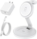 Charging Station for Apple Magnetic Wireless iPhone Mag-Safe Charger,15W 3in1 Foldable Wireless Dock Fast MagSafe Charger Stand for iPhone 17 Pro Max/16 Plus/16 ProMax/15/14/13,Apple Watch,AirPods Pro