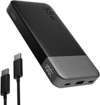 NOBIS Portable Charger, 10000mAh Power Bank Fast Charging, Battery Pack with C to C Cable, Battery Bank with Digital Display for iPhone iPad Android etc (Black, 35W)
