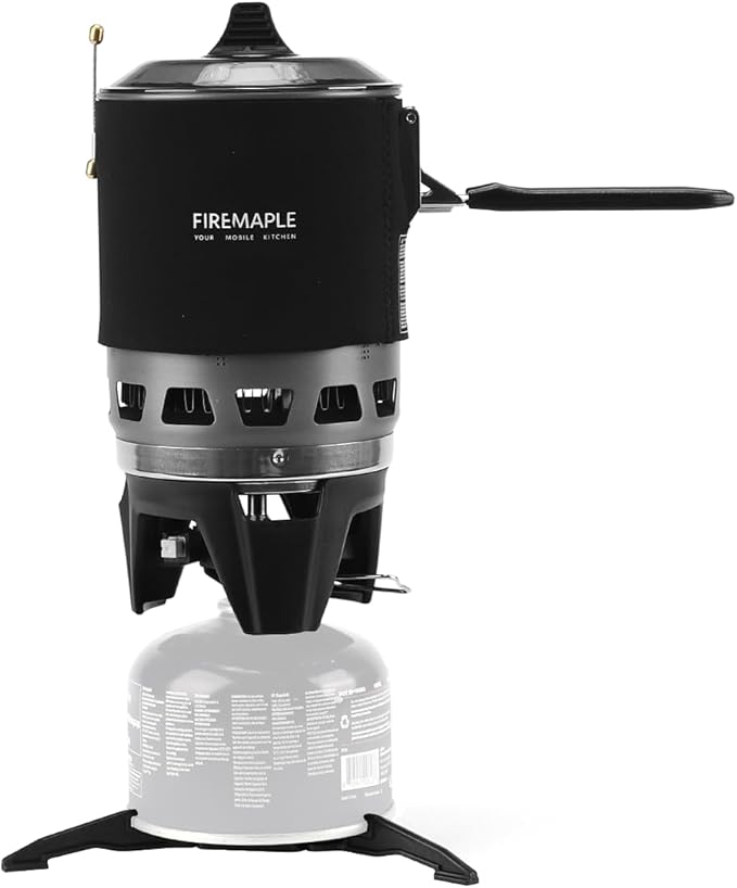 Fire-Maple "Fixed Star 3" Personal Cooking System | Pot/Jet Burner Stove System with Electric Ignition | Ideal for Hiking, Camping, Backpacking, Fishing, Hunting Trips and Emergency Use, Black