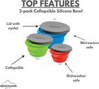 Collapsible Silicone Bowl 3 Pack for Camping and Backpacking - Camping Dishware Gear Essentials in Small/Medium/Large (Made by Caddis Sports)