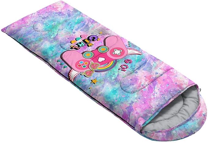 Kids Sleeping Bag for Boys Girls,Rocket Moon Print-Lightweight Warm Portable Outdoor Indoor-Waterproof Cold Weather Resistant Sleeping Bag for Camping Hiking