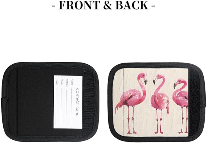 Abstract Pink Flamingo 2 Pack Luggage Handle Wrap Set of Neoprene Luggage Tags for Suitcases Bag Strap Wrap Cover Travel Airplane Accessories Covers Markers Sleeve Grips Identifiers Cruise