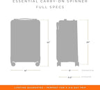 Briggs & Riley Essential 22" Carry On Expandable Spinner - Luggage for Travel, Suitcases with Wheels, Softside Rolling Bag for Men & Women, Self-Repairing Zipper - Baseline Collection, Black