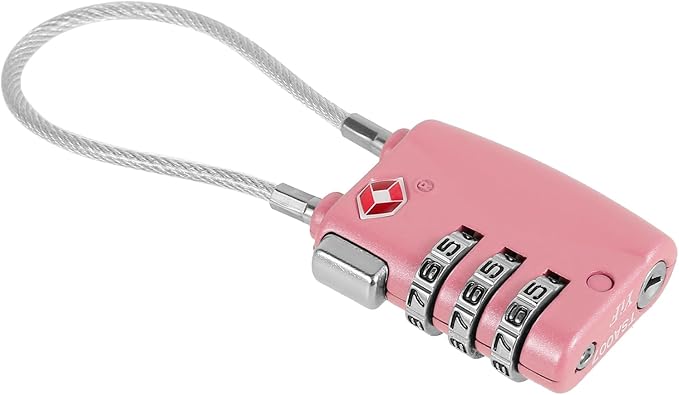 TSA Locks for Luggage TSA Approved Luggage Locks 3 Digit Combination TSA Travel Locks Portable Cable Padlocks Zinc Alloy Body Suitcase Locks for Travel Bag Suitcase Backpack Lockers,Pink