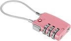 TSA Locks for Luggage TSA Approved Luggage Locks 3 Digit Combination TSA Travel Locks Portable Cable Padlocks Zinc Alloy Body Suitcase Locks for Travel Bag Suitcase Backpack Lockers,Pink