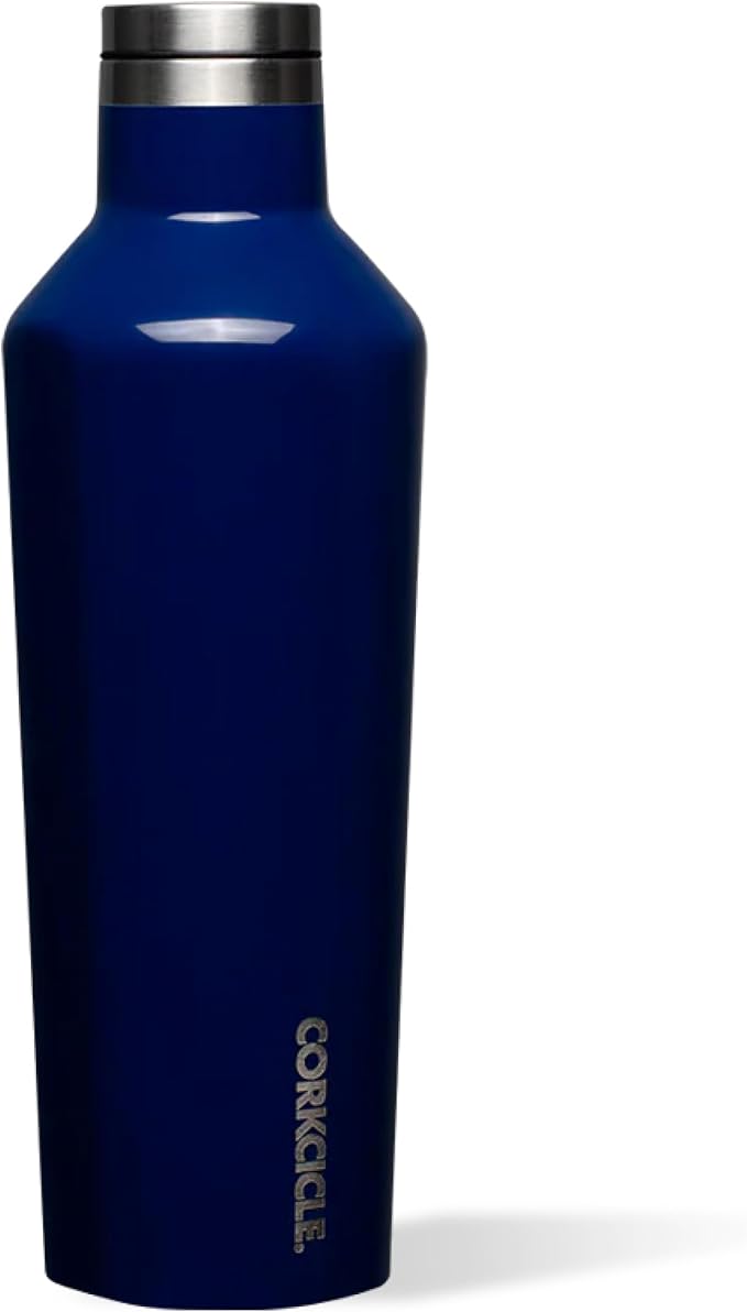 Corkcicle Classic Canteen Insulated Water Bottle - Stainless Steel Reusable Tumbler - Triple Insulated - Keeps Drinks Cold 25 Hours or Hot 12 Hours - Cupholder Friendly - Gloss Midnight Navy - 25 oz