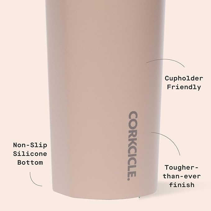 Corkcicle Classic Canteen - Keeps Drinks Cold for 25 Hours - Triple-Insulated Stainless Steel - Dishwasher Safe - Summer Drinkware Gift - Keeps Drinks Ice Cold - 16 oz - Desert