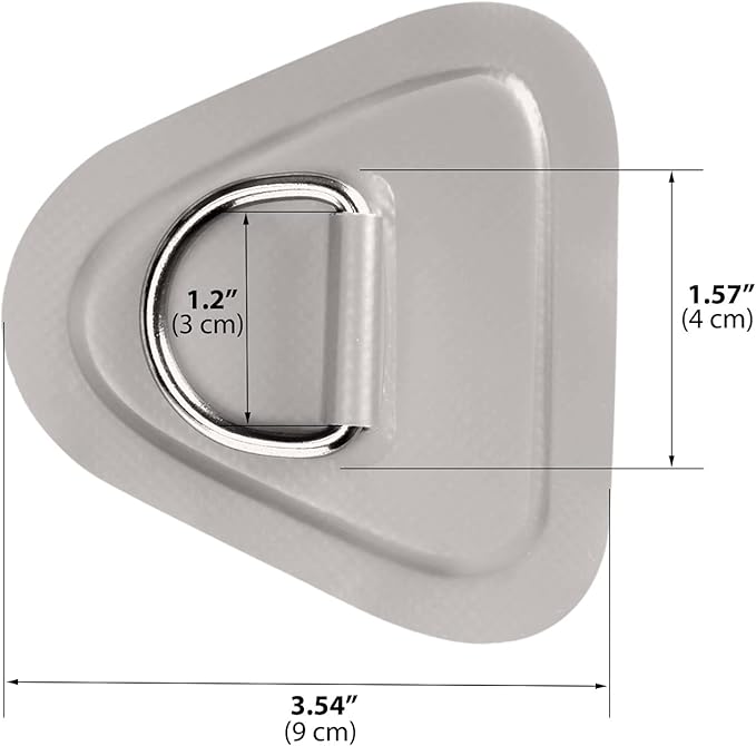 TOBWOLF 6 Pack 3.54" / 9cm Stainless Steel D-Ring Patch for Inflatable Boat Kayak Dinghy SUP, Triangular D-Ring PVC Patch Stand-Up Paddleboard Canoe Rafting Accessories, NO Glue Included