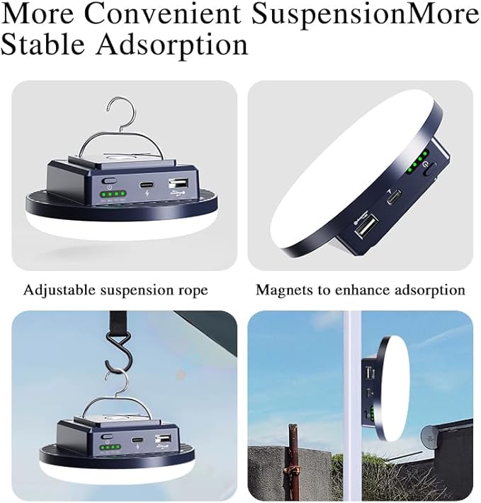 Camping Lights 13200 mAh 4500 Lumens 45W Portable Gear Power Outage USB Outdoor Rechargeable Magnetic Hanging Lantern Emergency Flashlight LED Canopy Tent Light