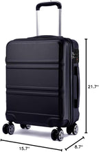 Kono 20'' Carry on Luggage Lightweight with Spinner Wheel TSA Lock Hardside Luggage Durable Small Carry on Suitcase Black