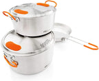 GSI Outdoors Glacier Stainless Steel Base Camper - Large - 3 Pieces Cookset - Compact, & Durable Pot Pan for Camping