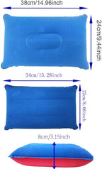 3 Pack Ultralight Inflatable Pillow Small Squared Flocked Fabric Air Pillow Beach Pillow for Camping,Napping,Desk Rest,Hiking,Traveling,Neck Lumbar Support (Royal Blue, Purple, Duotone)