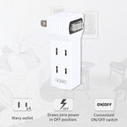 SYCON 4 Outlet Wall Adapter with A Power Switch and Night Light, 2-Prong Extender Adapter Plug with 4 Electrical Outlets for Travel Home Hotel Office-White 1 Pack