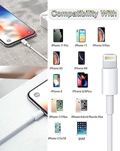 4 Pack [Apple MFi Certified] Apple Charging Cables 10ft, iPhone Chargers Lightning Cable 10 Foot, Fast iPhone Charging Cord for iPhone 14/14Pro/13/13Pro/12/11/11Pro/11Max/ X/XS/XR, ipad(White)