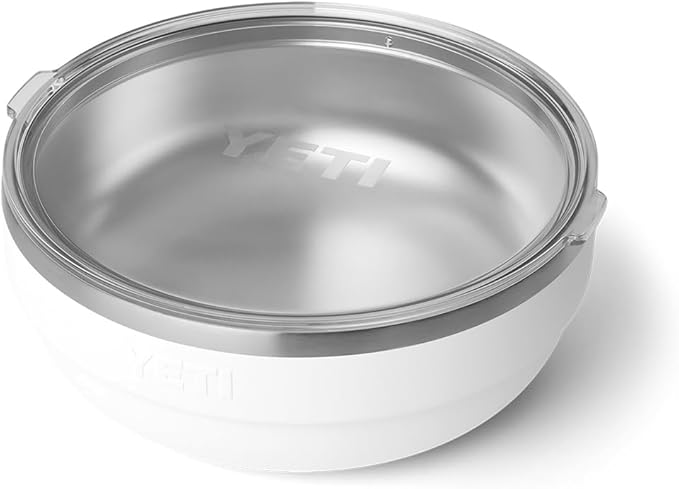 YETI Rambler Low Bowl, Vacuum Insulated, Stackable and Nestable Stainless Steel Bowl with Lid, 3.6 Quart, White