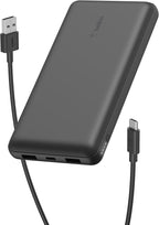 Belkin Portable Charger, USB-C Power Bank 20000 mAh w/ 2 USB-A Ports, 15W w/ Type-A to Type-C Cable - iPhone 17, Air, Pro, Pro Max, AirPods, Apple Watch, Samsung Galaxy S25, Google Pixel 10 - Black