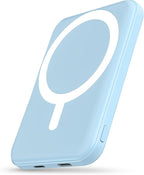 podoru for Magsafe Battery Pack, 5000mAh Magnetic Power Bank with Type-C Cable 20W PD Fast Charging Lighting Input Wireless Portable Charger for iPhone 17/16/15/14/13/12/ All Series-Sierra Blue