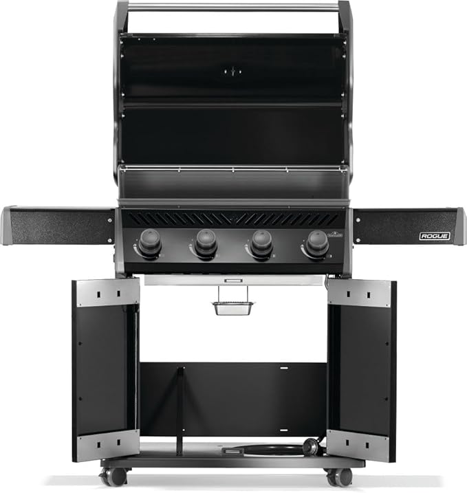 Napoleon Rogue 525 Propane Gas Grill, Black, Stainless Steel Grids, Durable 4-Burner Grill