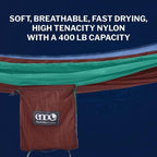ENO DoubleNest Hammock - Lightweight, Portable, 1 to 2 Person Hammock - for Camping, Hiking, Backpacking, Travel, a Festival, or The Beach - Seaglass/Merlot/Denim