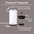 Steel Toe 3.0 Travel Coffee Press - Brew 20 fl.oz On The Go - No Spill Lid, Double Wall Vacuum Insulated Stays Hot for Hours, French Press Coffee (Red Rock)