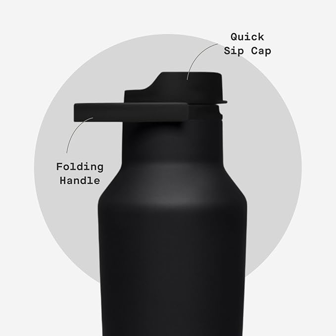 Corkcicle Sport Canteen - Keeps Drinks Cold 25 Hours - Stainless Steel Water Bottle - Triple-Insulated - Spill-Proof - Summer Drinkware Gift - Keeps Drinks Ice Cold - 20 oz - Black