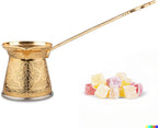 Alisveristime Authentic Turkish Coffee Pot, Handmade Cezve/Ibrik, Multiple Sizes and Colors Available - Enhance Your Coffee Experience Now! (Gold, 1 Cup)