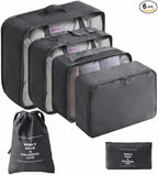 LANSKLBD 6 Set Packing Cubes for Travel, Luggage Organizers with Shoe & Toiletry Bags, Lightweight Suitcase Organizer for Carry-On, Washable Laundry Bags(Black)