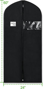 KEEGH Garment Bags for Hanging Clothes 60" (Set of 10) Dress Bags for Gowns Long Dress Bags for Closet Storage with Zipper and Eye-Hole for Folding for Suit Coats Dresses, Black
