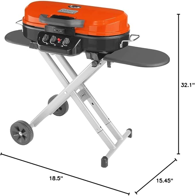 Coleman RoadTrip 285 Portable Stand-Up Propane Grill with 3 Adjustable Burners & Instastart Ignition, 20,000 BTUs of Power for Outdoor Cooking, Camping, Tailgating, Grilling, BBQs, & More