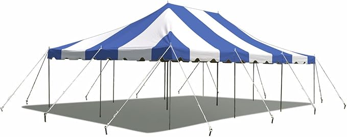Party Tents Direct 20'x30' Weekender Canopy Pole Tent - Easy Up Canopy Tent with 120 Person Capacity - Outdoor Canopies for Parties, Weddings, & Events (Blue/White Top)